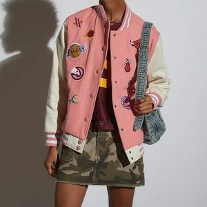 NEW! Womens Ultra Game All Over Patchwork Varsity Jacket